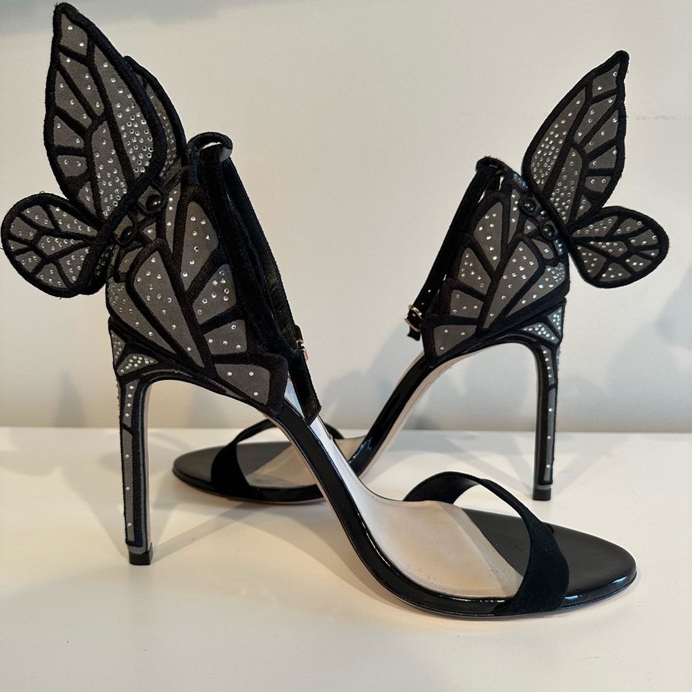 Sophia Webster Chiara Sandals In Black Suede And Leather. Size 40.